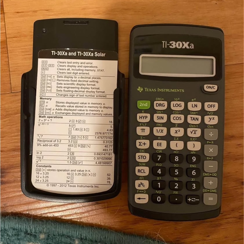 Texas Instruments TI-30Xa Solar Calculator - Black and White